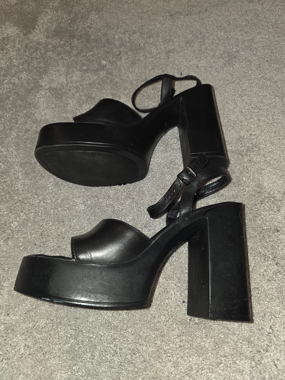 Aldo Black Chunky Platform Block Heel Sandals
